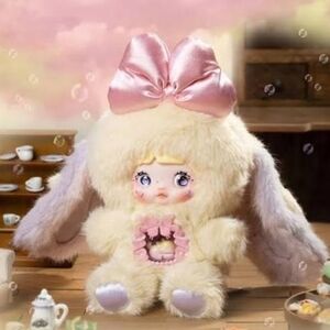 Cute Plush Doll with Pink Bow